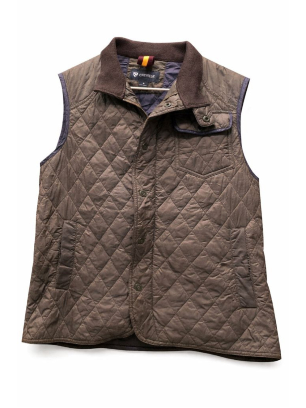 Cremieux Quilted Vest Men’s Small Brown Diamond Stitch Lightweight Preppy